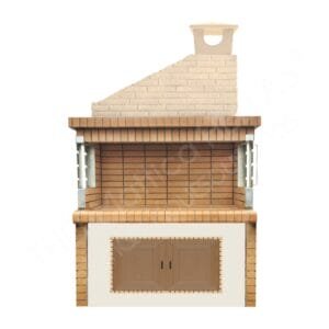 Παραδοσιακή χτιστή Ψησταριά με καμινάδα λοξή – Κίτρινο πυρότουβλο