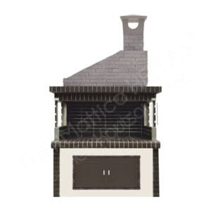 Παραδοσιακή χτιστή Ψησταριά με καμινάδα λοξή – Μαύρο πυρότουβλο