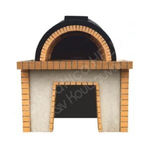 Παραδοσιακός Ξυλόφουρνος Μεγάλος, με θόλο, βάση, ξυλαποθήκη και ίσιο πυρότουβλο