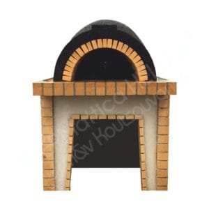 Παραδοσιακός Ξυλόφουρνος Μικρός, με θόλο, βάση, ξυλαποθήκη και ίσιο πυρότουβλο